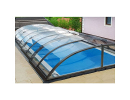 Abri de piscine Alto 8,54 x 3,75 - Profilés Anthracite - Polycarbonate plein 4 mm