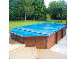 Bâche à barres pour piscine bois Securit Pool Hors Sol Woody bleu opaque