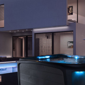 Spa 4 places Neptune qui s'illumine la nuit