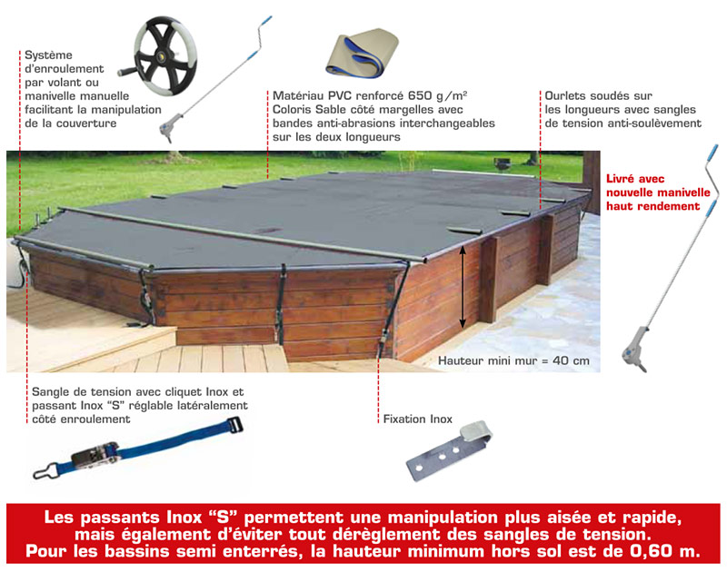 B&acirc;che &agrave; barres Securit Pool Hors Sol Woody