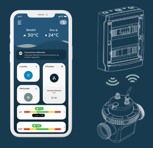 GS14M Connect, le mur filtrant connect&eacute; avec skimmer miroir par Filtrinov