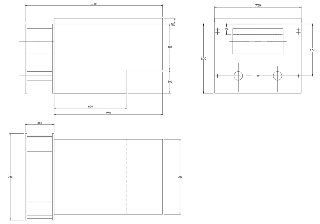 Dimensions du mur filtrant GS8 Filtrinov