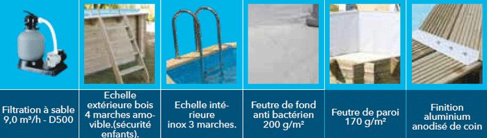 &Eacute;quipement de la piscine bois Ubbink Azura 7,50 x 4 m