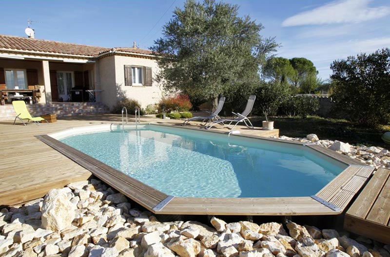 Piscine bois octogonale allong&eacute;e Azura 610 x 400 x 120 cm Ubbink