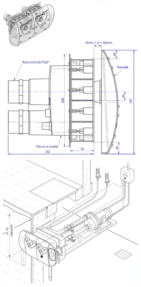 Sch&eacute;ma d'installation de la nage &agrave; contre-courant JetStream Bambo 2