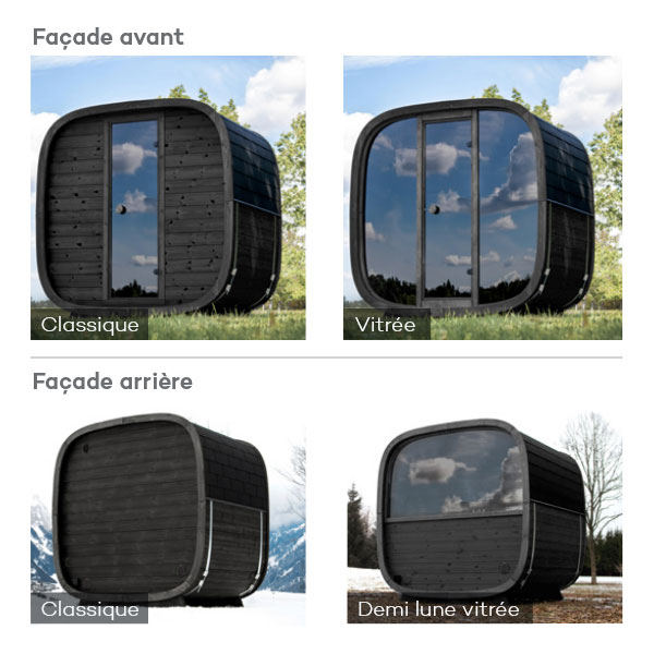 Options de design du sauna Onyxia Cube